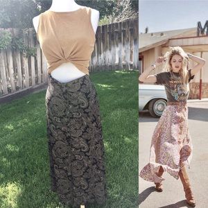 Vintage high waisted slit skirt